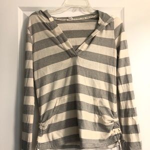 Grey and White Roxy Long-Sleeve Hoodie